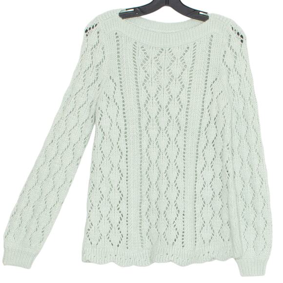 LOFT Sweater Boho Minimalist Cozy Cottage Lolita Scallop Hygge Open Knit Small - Picture 5 of 5